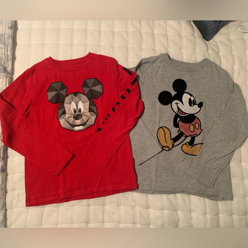 Lot of 2 long-sleeve Mickey Mouse Gap t-shirts sz youth S